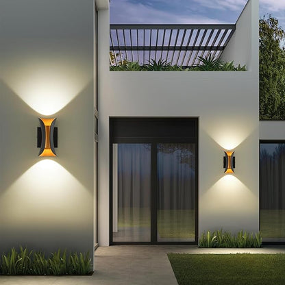 ziidoo Wall Sconce Modern Indoor Outdoor Lights,7.9 inch IP65 Black and Gold LED Patio Porch Front Door Light Fixture House Decor Wall Light for Porch Up and Down Stairs Hallway Living Room Bedroom