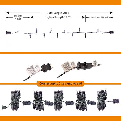 TIGOMOOV 100 Count Orange String Lights Plug in, 21ft Fall Lights with Black Wire, Orange Lights for Halloween Decorations Indoor, Mini String Lights Outdoor Tree Porch,Party Decor