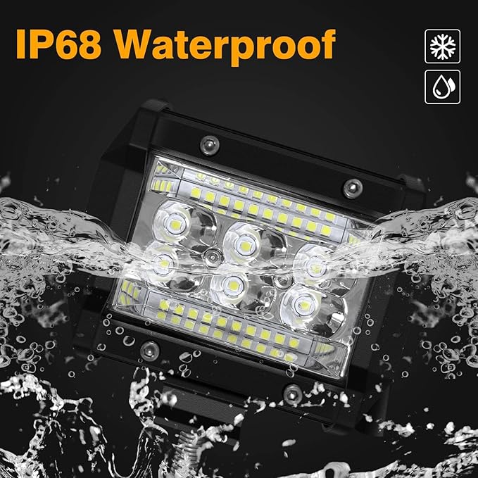 LED Light Bar Kits, (4) 12 Inch Slim Light Bars, (2) 4 Inch LED Pods, (1) Wiring Harness, (1) 24V Relay, Truck ATV UTV RV Ezgo Golf Cart Truck Work Light Pods, Waterproof