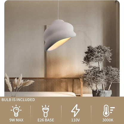 JAYMP Wabi Sabi Pendant Light for Dining Room Kitchen Island Hallway Restaurant Modern Hanging Lamp E26 Base Japanese Style Conch Shape Lighting Fixture, 1 Pack, Matte White, 50cm/19.7in