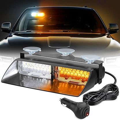 Nilight Emergency Strobe Lights Windshield Hazard Warning Safety Flash with Suction Cups Super Bright LED Light Amber White for Police Enforcement Firefighters Vehicle Truck