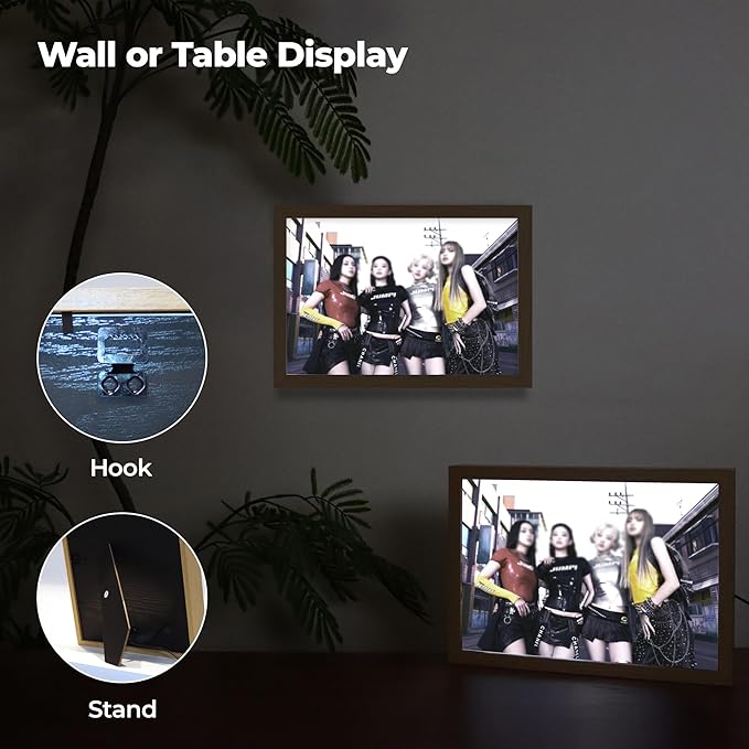 MEMELIGHT Light-Up Wall Art – Black.Pink Photo Art Night Light, Kpop Idol Merchandise, Black.Pink Merch, A4 Size LED Table Light, 8.3 x 11.7 inch
