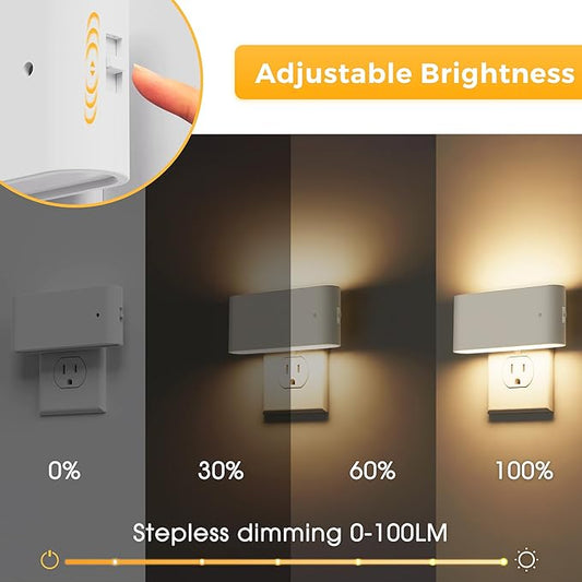 L LOHAS LED Night Light, [4 Pack] Dimmable Modern LED Night Lights Plug into Wall,Dusk to Dawn Sensor Night Lights for Kid, 0-100LM 3000K Soft White Nightlight for Hallway Bedroom Stairway