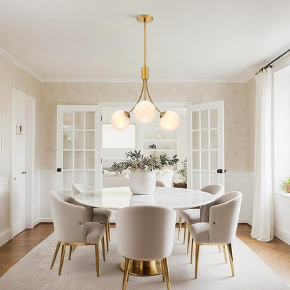 Bubble Chandelier, Modern Glass Gold Sputnik Chandelier 3-Light Ceiling Light Fixture Shades Stylish Bright Lighting for Dining Room Kitchen Bedroom Living Room Foyer Home Decor