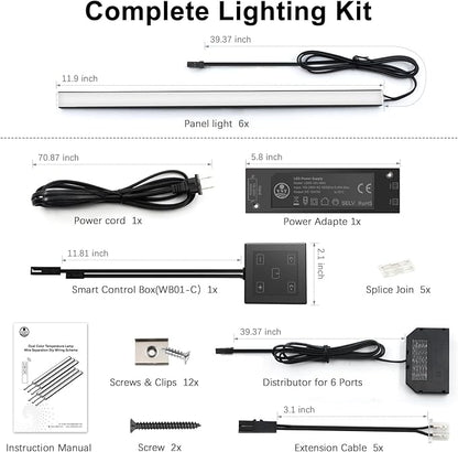VST Under Cabinet Lighting 6 Pack, Touch Control LED Cabinet Light Bars, Dimmable & Adjustable Color Temperature 2700K-6500K, Ultra Thin Linkable Under Counter Lights for Kitchen, Closet & Display
