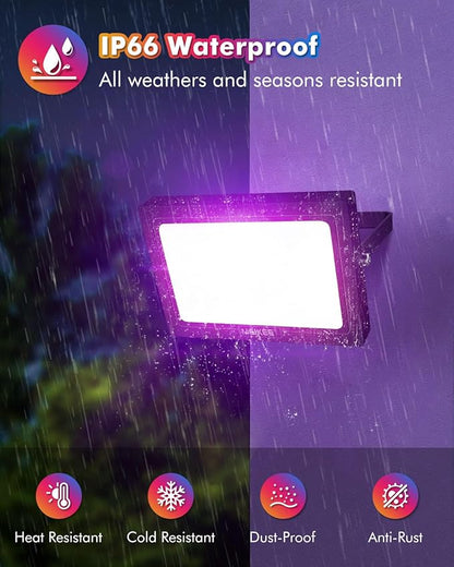 MEIKEE 35W RGBW LED Flood Lights, 3500LM RGB Color Changing Flood Security Lights, 350W Equivalent IP66 Waterproof Dimmable Wall Floodlights Christmas Halloween Decoration Outdoor Lighting (4 Pack)