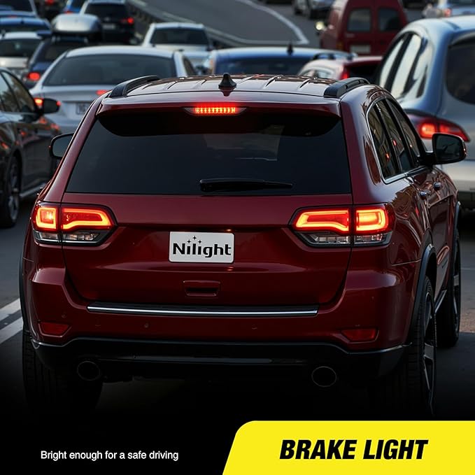Nilight Third Brake Light Tail High Mount 3rd Stop Lights Smoked Lens for Dodge Caliber 2007-2012 Durango 2011-2017 Jeep Cherokee 2011-2017 Compass 2007-2016 Van SUV Rear Center Cab Lamp