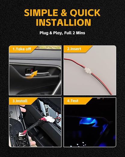 LED Lights Inner Door Handle for Toyo-ta RAV4 2019-2025, Blue Light Bowl Mood Lighting, RAV4 Accessories Decorative Interior Lamp, 4PCS