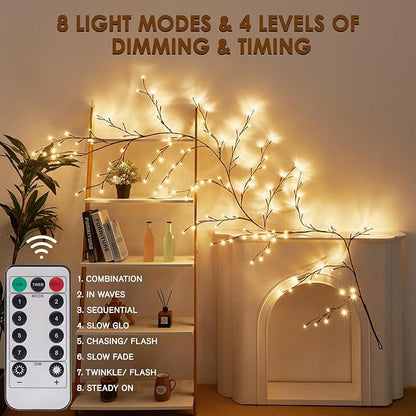Bexdir Enchanted Willow Vine Lights 9.3ft 160LED, Vines for Home Decor Lighted Tree for Walls in 8 Modes & Timer, Branches Lights for Halloween Christmas Holiday Decor Indoor with Timer