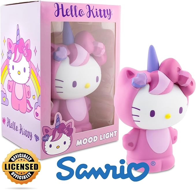 Surreal Entertainment Sanrio Hello Kitty Unicorn 6-Inch PVC Figural Mood Light | Portable Night Light Lamp for Bedroom