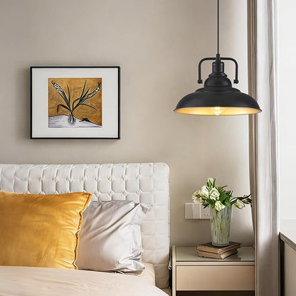 Black and Gold Pendant Light 12.5 inches 2 Packs, Farmhouse Pendant Light, Island Pendant Lights, Kitchen Island Pendant Lights, Pendant Lights Kitchen Island for Bedroom, Kitchen, Island