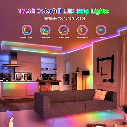 16.4FT WS2812B 5V LED Strip Lights 150 Individual Addressable RGB IC 5050SMD LEDs - Flexible White PCB IP65-30LEDs/m MagicRGB Dream Color for DIY Chasing Color Project (No Power Supply & Controller)