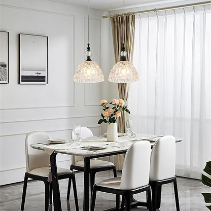 Modern Black and Glass Pendant Light 7.68 in Globe Kitchen Island Lighting Fixture with K9 Crystal Vintage Small Dining Room Light Fixture Lamparas De Techo Modernas Colgantes Para Sala Comedor 2 Pack