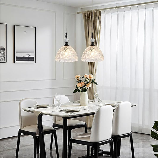 Modern Black and Glass Pendant Light 7.68 in Globe Kitchen Island Lighting Fixture with K9 Crystal Vintage Small Dining Room Light Fixture Lamparas De Techo Modernas Colgantes Para Sala Comedor 2 Pack
