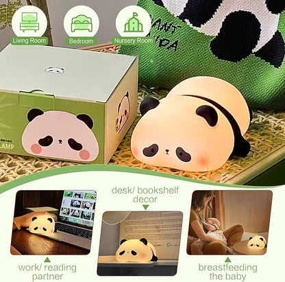 YR YRHH-PET Panda Cute Night Light, Squishy Panda Kids Lamp, Rechargeable Dimmable Animal Light Decor, Pandas Gifts, College White Elephant Gift, LED Touch Nightlight for Baby Boy Girl, Safe Silicone