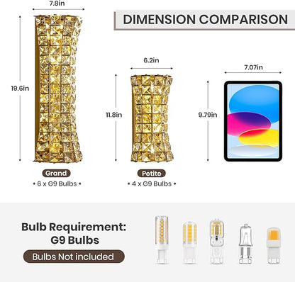 Crystal Wall Sconces,Modern Wall Light Fixtures for Living Room Bedroom Bathroom Hallway Doorway Stairway,Bedside,Tricolor Vanity Lighting Fixture