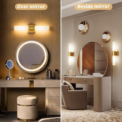 Kalium Bathroom Wall Sconce Fixture, 21 Inch Modern Vanity Lights with Frosted Glass Shade, Indoor Sconces Lighting Wall Decor Lamps for Bathrooms Living Room Stairs Bedroom (Gold)