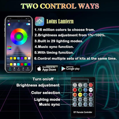 DEHERANE Interior Car LED Strip Lights, RGB 6 in 1 Ambient Lighting Kit with 315 inches Integrated Fiber Optic, 16 Million Colors Car Interior Lights with Wireless APP& Remote Control, Sync to Music