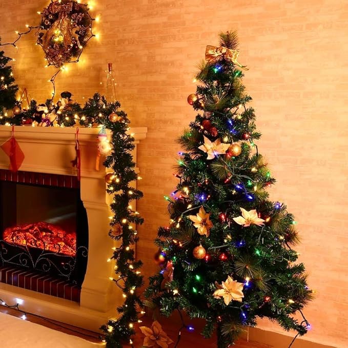 MAGOTAN Christmas Lights 50 LED String Lights Battery Operated Clear Mini Lights18ft with Timer for Thanksgiving Day Wreath Christmas Tree Indoor Outdoor Decoration, Waterproof, Multicolor 2Pack