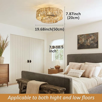ainqiant Boho Caged Ceiling Fans with Lights, 20 Inch Rustic Wood Beaded Ceiling Fan with Light Remote Control,Coastal Flush Mount 6 Speeds for Bedroom, Nursery