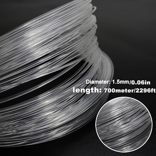 AZIMOM PMMA 0.06in(1.5mm) 2296ft(700Meter) Plastic End Glow Fiber Optic Roll Cable for Fiber Optic Starlight Kits Project Twinkle Star Sky Ceiling Headliner Decor