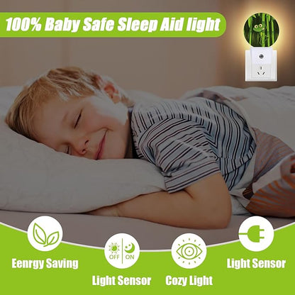 Cute Frog Night Light,Green Forest Night Lights Plug into Wall for Kitchens Toilets Bedroom Decorative Half Round Nightlight Led Lamp 0.5W Sleep Friendly
