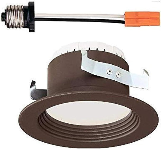 Designers Fountain LED Recessed Ceiling Light, 4 Inch Metal Lighting Fixture, Dimmable, 610 Lumens, 3000K, Bronze Baffle Trim, EVL4733CBZ30