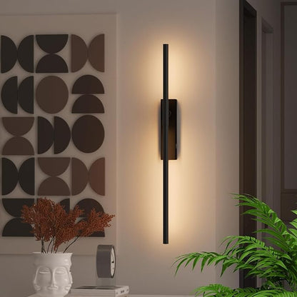 Battery Operated Wall Sconces, 1 Pack USB Rechargeable Wall Lights, Dimmable Wireless Linear Wall Lamp Indoor for Living Room, Bedroom, Hallway, Black