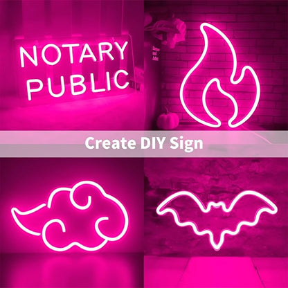 iNextStation 16.4FT/5M Pink LED Strip Lights, DC12V Silicone Neon Light Strip, IP65 Waterproof Led Rope Lights 0.98In Cuttable for DIY, LED Light Strip for Bedroom, Indoor, Outdoor(No Adapter)