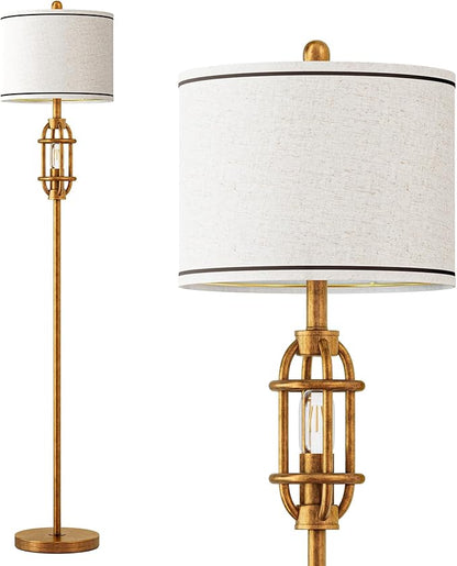 G-SAFAVA 62.5" Floor Lamp for Living Room Industrial Gold Standing Tall Lamps for Bedroom Mid Century Modern Corner Floor Lamps for Office Nursery Reading Light Room Lamp, Bulbs Included