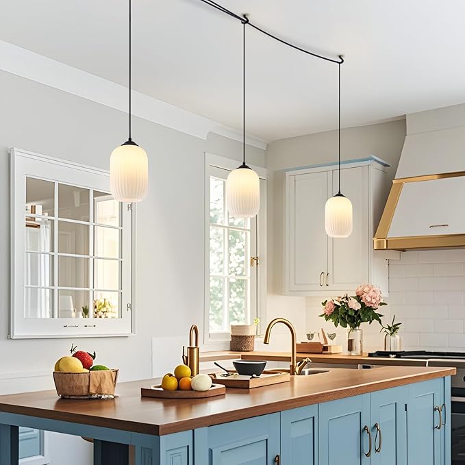 Small Black Pendant Light with Plug in Cord Mini Cylinder Glass Pendant Light Bedside Pendant Lights Plug in Milk Glass Hanging Dining Room Light Fixture