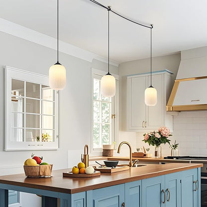 Small Black Pendant Light with Plug in Cord Mini Cylinder Glass Pendant Light Bedside Pendant Lights Plug in Milk Glass Hanging Dining Room Light Fixture