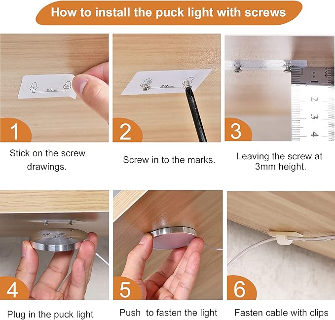 LABOREDUCER 12V Under Cabinet LED Puck Lighting Kit 2 Packs Slim Aluminum Puck Lights,Single Light Plug in Counter Light Fixture for Kitchen Cupboard Bookcase Display Shelf Lighting (Cool White,6000K)