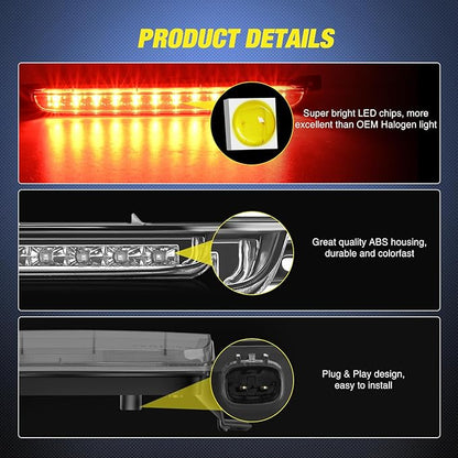Nilight Third Brake Light Tail High Mount 3rd Stop Lights Smoked Lens Compatible with Chevy Equinox and Pontiac Torrent 2007 2008 2009 Van SUV Rear Center Cab Lamp