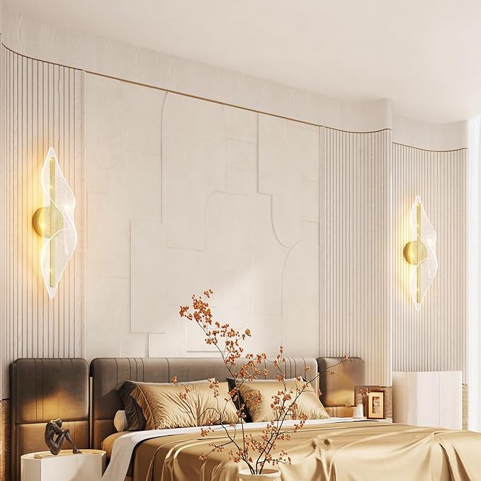 Modern Wall Sconce Lights Gold Wall Lghting LED Dimmable Wall Lamp for Living Room Hallway Bathroom Bedroom Stairs Indoor 22.4In