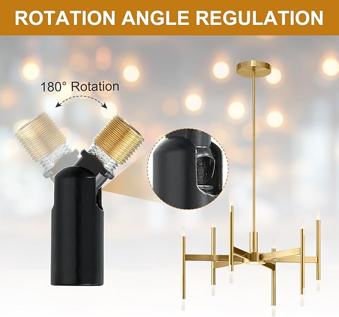 MECCANIXITY Sloped Ceiling Adapter, 180 Degree 46x15mm M10 Fine Thread Sloped Ceiling Light Fixture Adapter Kit for Ceiling Pendant Light Chandelier Track Suspend(Black)