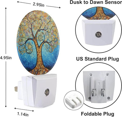 EKOBLA Art Tree Plug-in Night Light, Golden Leaf Tree LED Nightlight with Auto Sensor, 0.5W Sleep Friendly for Home