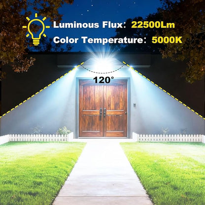 150W Flood Lights Outdoor, 22500lm Bright LED Work Light with Plug, 5000K Daylight White LED Flood Lighting, IP65 Waterproof Security Lights Floodlight for Yard Garage Stadium Playground 2 Pack