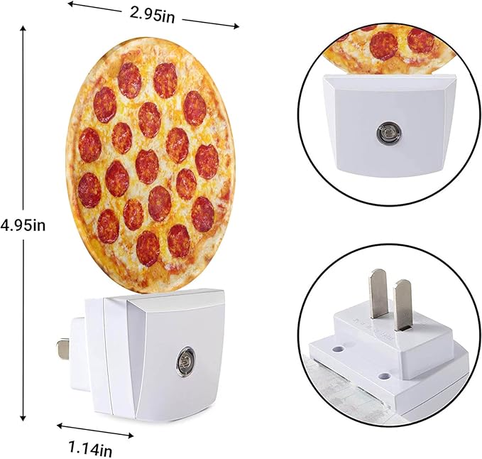 EKOBLA Pizza Plug-in Night Light, Cheese & Sausage Food Pattern LED Nightlight with Auto Sensor for Teens Room & Novelty Gift