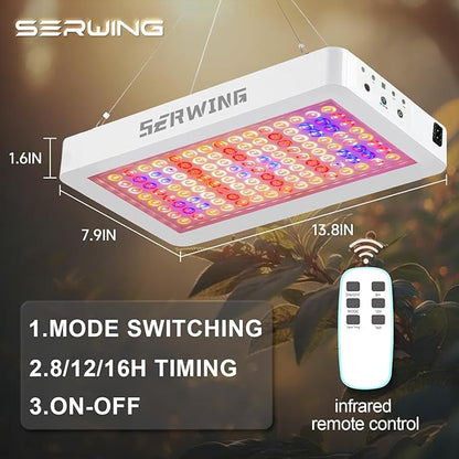 A1000 LED Grow Light Full Spectrum,2024 Upgraded Dual Chip LED Full Spectrum Plant Grow Light, Plant Grow Light with Veg & Bloom Switch for Hydroponic Indoor Plants Veg and Flower Growing