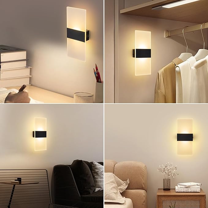 Wall Sconce Battery Operated, 4000mAh Rechargeable Wall Lights with Touch Control, Wireless Wall Lamps for Bedroom, Night Lights for Hallway Stairway Porch Closet