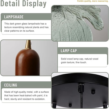 3 Light Dark Green Glass Pendant Light Mid Century Modern Chandelier Adjustable Hanging Ceiling Light Fixture E26 Base for Kitchen Island Dining Room Bedroom Living Room Cafe Restaurant