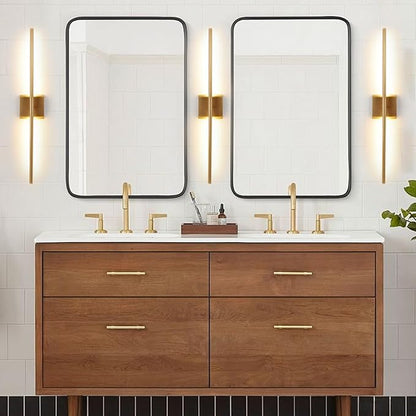 Brushed Gold LED Wall Sconces Set of 2 with Warm White Light