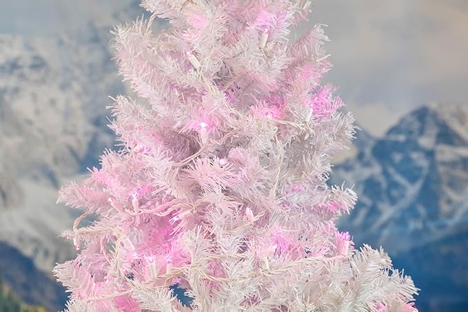 Novelty Lights 11ft Christmas String Lights, 50 Pink LED Bulbs on White Wire, 2.5" Spacing, Connectable Indoor Outdoor Commercial Grade Lighting for Holidays Patio Weddings