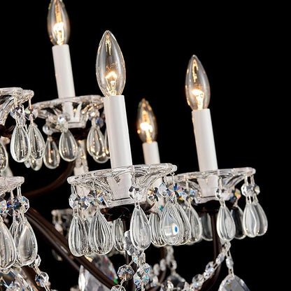 Vintage 2 Layers Crystal Chandelier for High Ceilings, 18-Light Brown Chandelier, Pendant Ceiling Light Fixture for Living Room Hallway Lobby Foyer Entrance Hotel Banquet Hall, Dia 37"