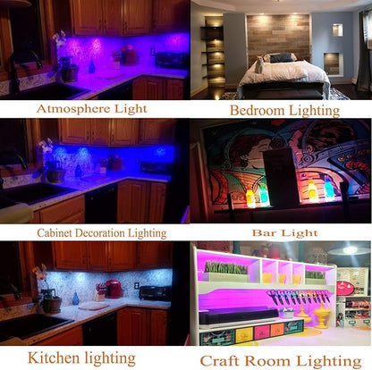 AIBOO RGB Color Changing LED Under Cabinet Lights Kit, Aluminum Slim Multi Color Puck Lights for Kitchen Counter Furniture Holiday Ambiance Christmas Decor Lighting (4 Lights)