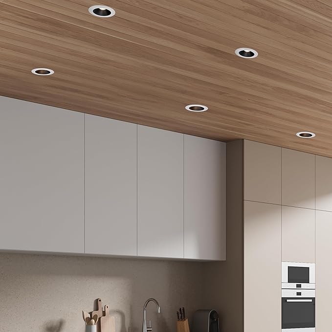 Maxxima 6” Ultra-Thin Recessed Anti-Glare LED Downlight, Canless IC Rated, 1200 Lumens, 5 CCT Select 2700K/3000K/3500K/4000K/5000K, Dimmable, White Trim Black Baffle, 90 CRI, Slim J-Box Included