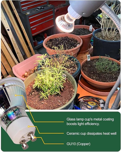 Grow Light, GU10 Full Spectrum Grow Light Bulb, 5W 110V PAR16 LED Plant Light Bulb for Indoor Plants, Neutral White 4000K, 6-Count