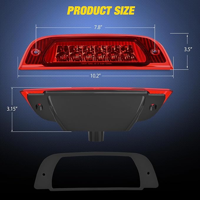 Nilight Third Brake Light Tail High Mount 3rd Stop Lights Red Lens Compatible with Jeep Liberty 2002 2003 2004 2005 2006 2007 Van SUV Rear Center Cab Lamp
