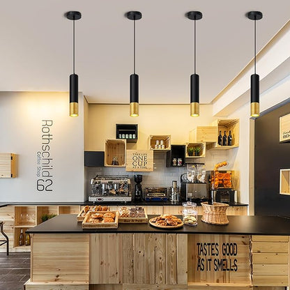 OKELI Modern Pendant Light,LED Black and Glod Pendant Lights Fixtures,3 Color Pendant Lighting for Kitchen Island, Bar,15W,2700K-6000K,ETL